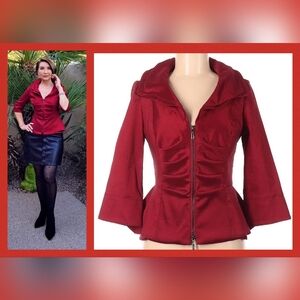 ❤️EUC Joseph Ribkoff Gorgeous Burgundy Peplum Jacket, Size 6
